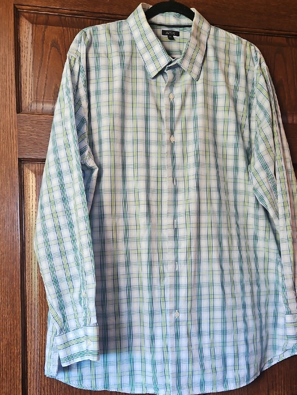 Apt. 9 Light Blue and Green Plaid Button-Down Shirt XXL